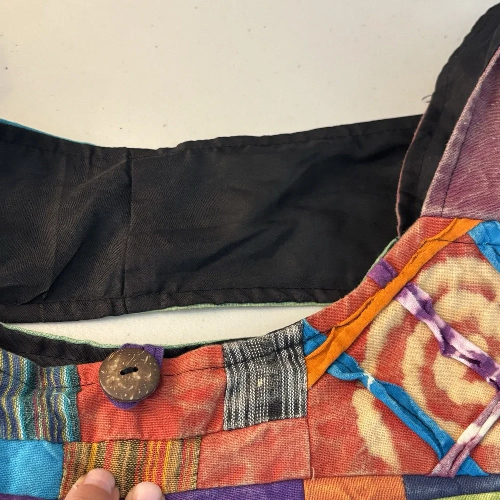 Aller Simplement boho Hippie Patchwork Hobo Bag Colorful Peace Fun Unique Cotton